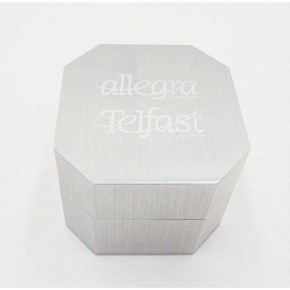 Advertising Desk World Clock Metal Box Allegra Telfast Branded Untested - Picture 1 of 9